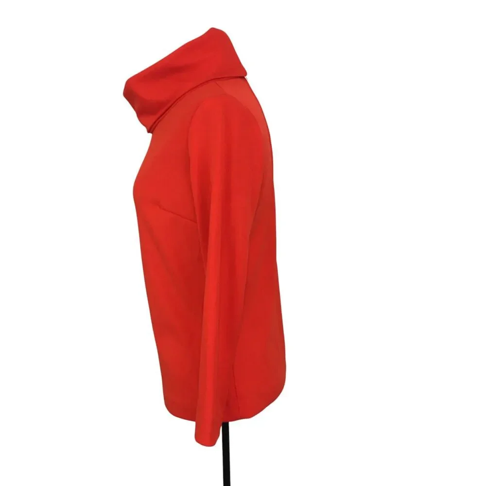 Vintage Red Double Knit Cowl Neck Long Sleeve Shirt Top Turtleneck sz 8, 38 bust